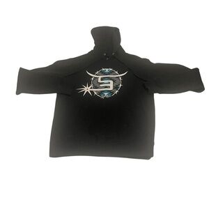 District Hoodie Women Medium Black Lightweight Pullover Activewear Solid Logo